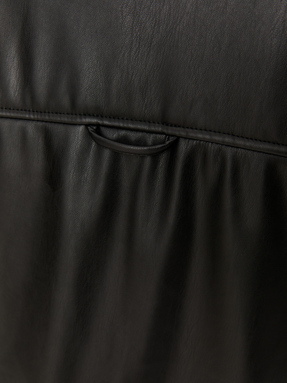 Удлиненная куртка-рубашка из экокожи, фото - 4