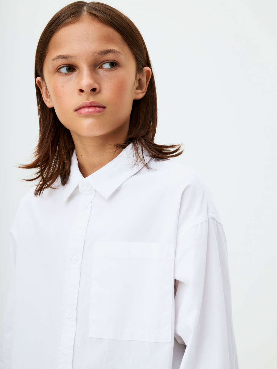Белая рубашка оверсайз для мальчиков, фото - 3