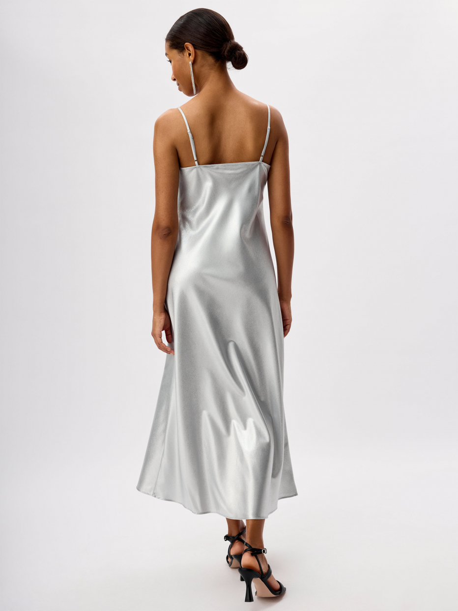 Серебряное платье миди, фото - 2