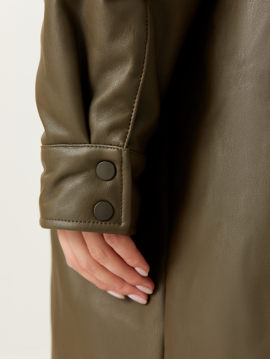 Удлиненная куртка-рубашка из экокожи, фото - 6