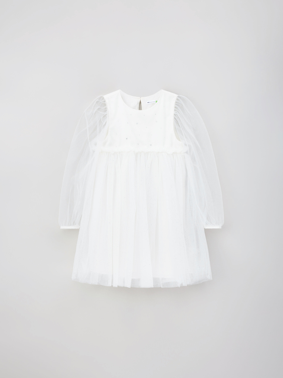 Новогоднее белое платье со стразами для девочек, фото - 8