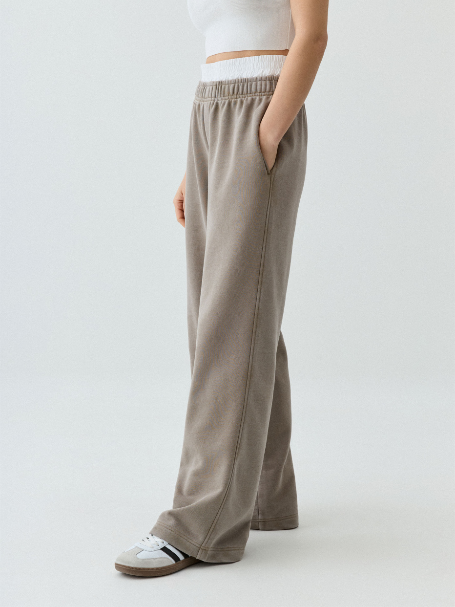Широкие брюки со съемным поплиновым поясом, фото - 3