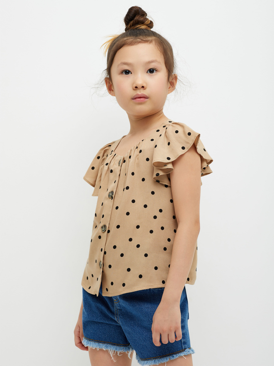 Вискозная блузка в горошек для девочек, фото - 1