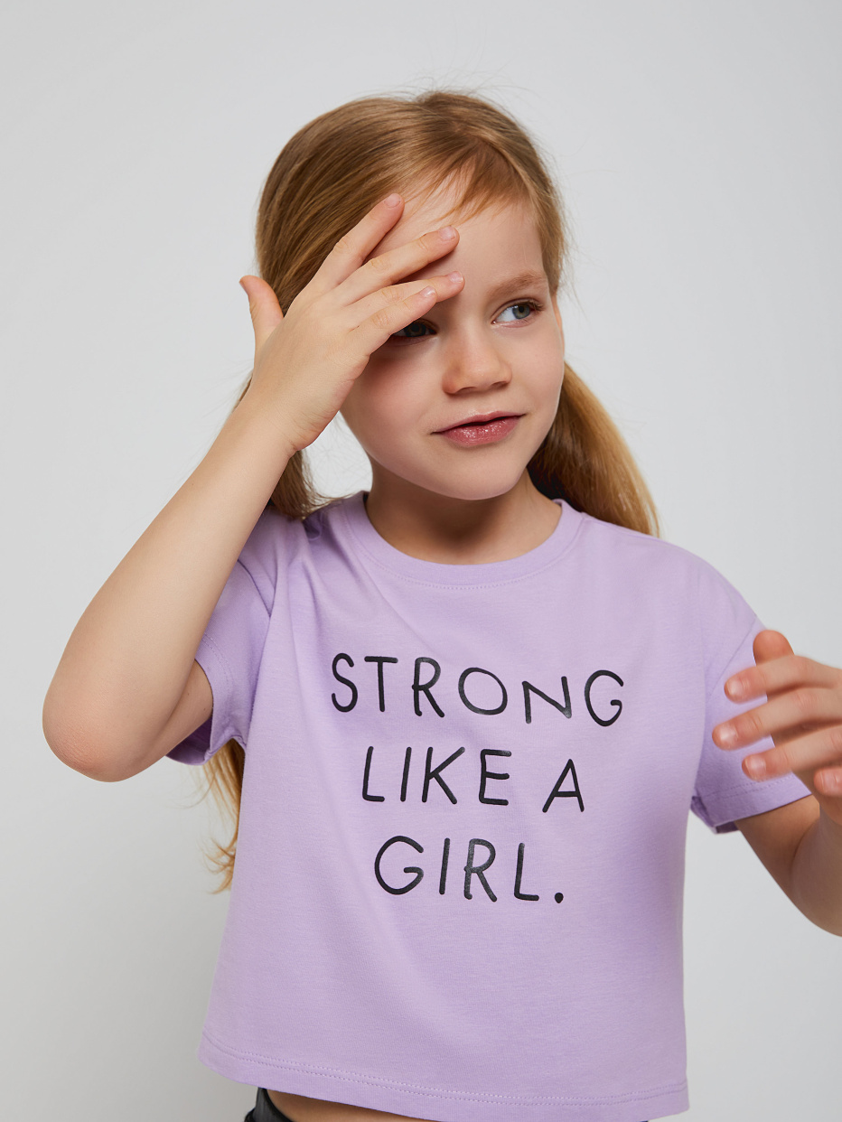 Укороченная футболка с принтом для девочек, фото - 7