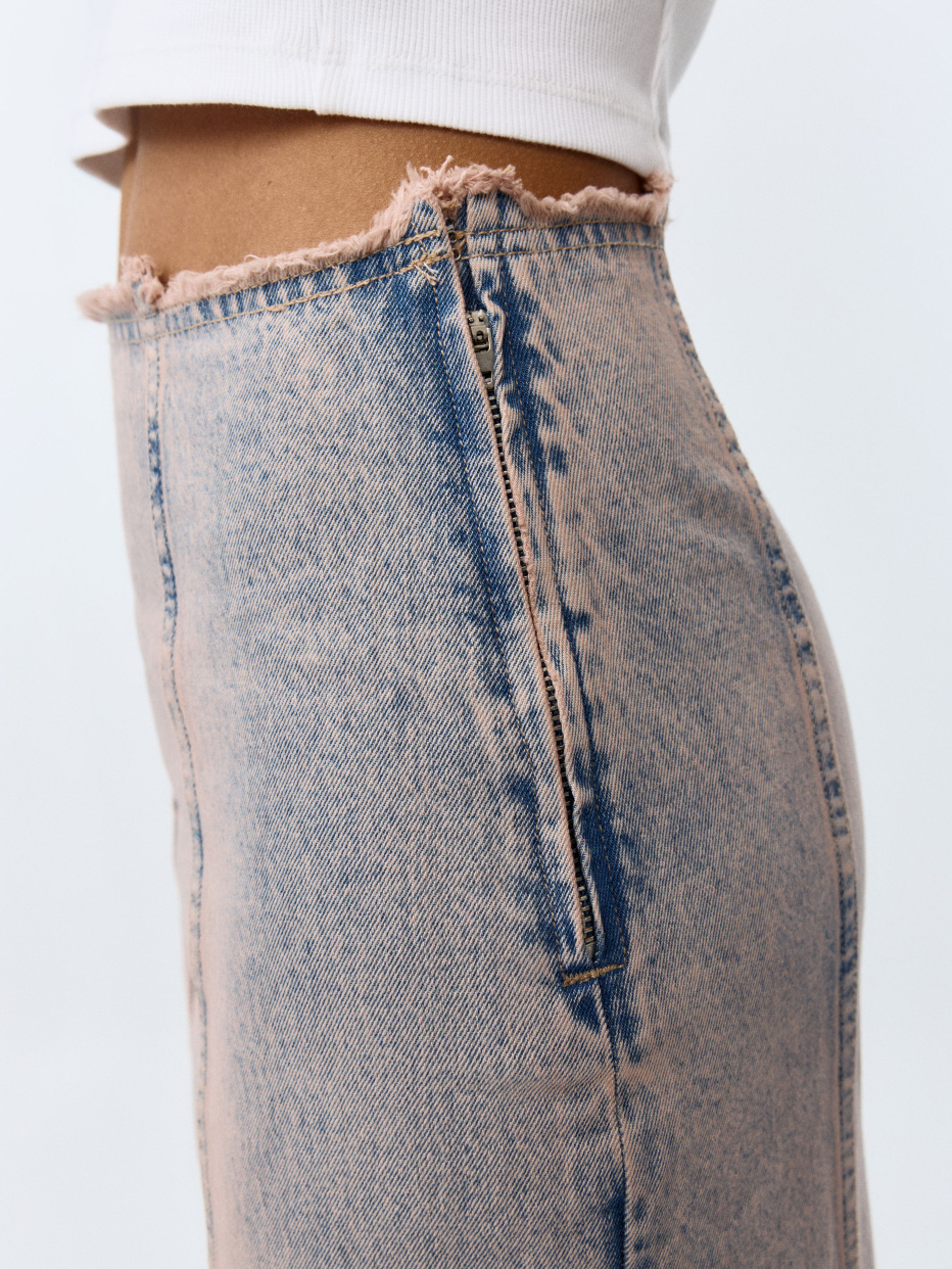 Джинсовая юбка макси с винтажной стиркой, фото - 2