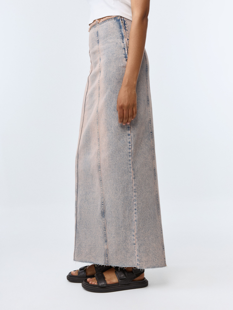 Джинсовая юбка макси с винтажной стиркой, фото - 4