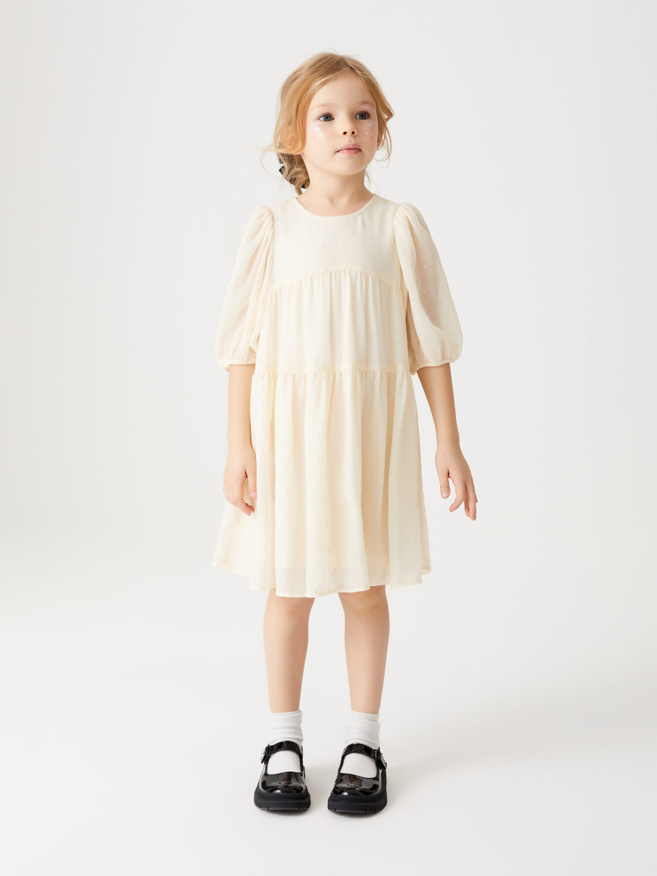 Ярусное платье с вышивкой плюмети для девочек, фото - 1