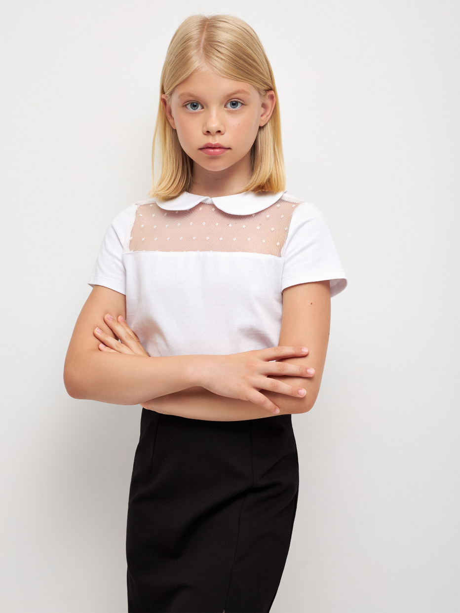 Нарядная трикотажная блузка для девочек, фото - 1