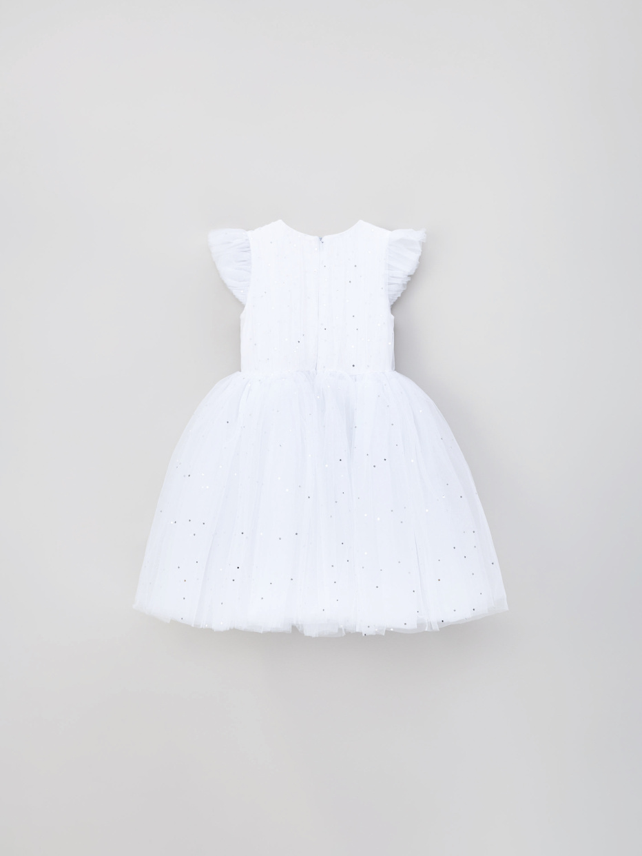 Белое пышное платье с пайетками для девочек, фото - 5
