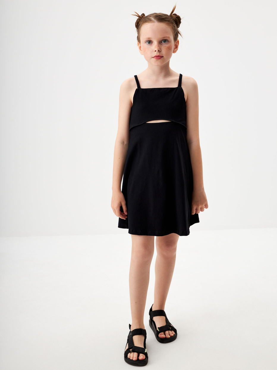 Трикотажное платье с вырезом для девочек, фото - 2