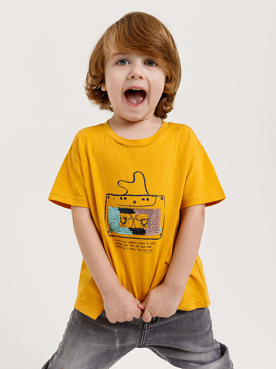 футболка с принтом и пайетками для мальчиков, фото - 1