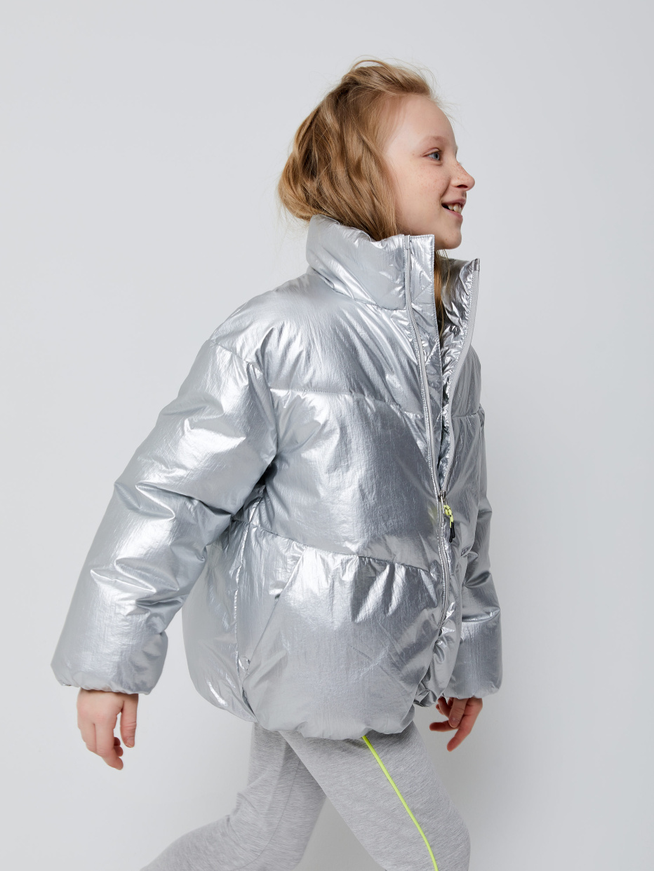 Дутая куртка «металлик» для девочек, фото - 4