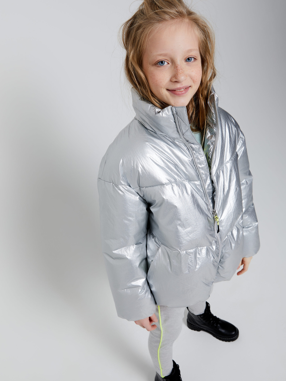 Дутая куртка «металлик» для девочек, фото - 7