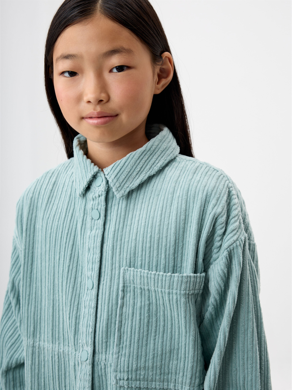 Вельветовая рубашка оверсайз для девочек, фото - 3