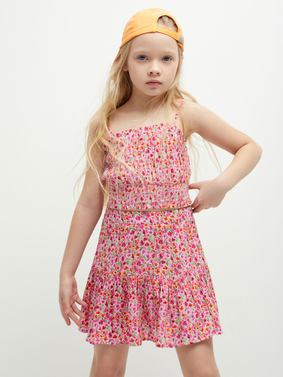 Вискозная юбка с принтом для девочек, фото - 1