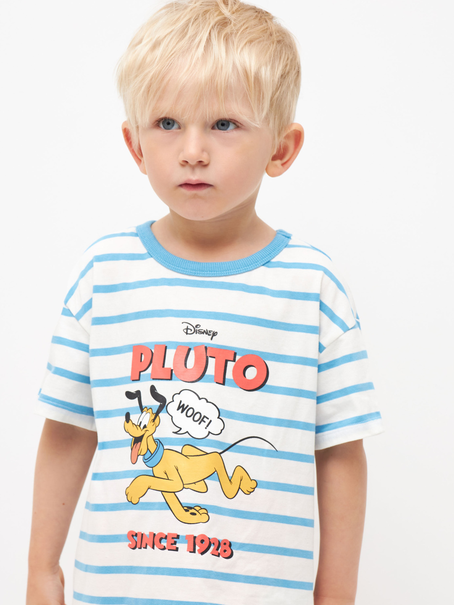 Футболка в полоску с принтом Disney Pluto для мальчиков, фото - 1
