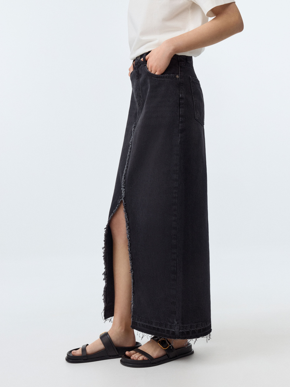 Джинсовая юбка макси с разрезом, фото - 4