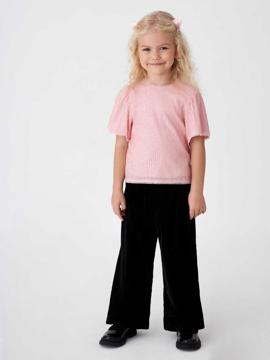 Черные бархатные брюки для девочек, фото - 1