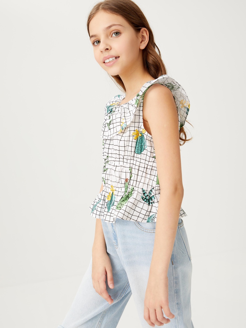 Хлопковая блузка со сборками для девочек, фото - 5