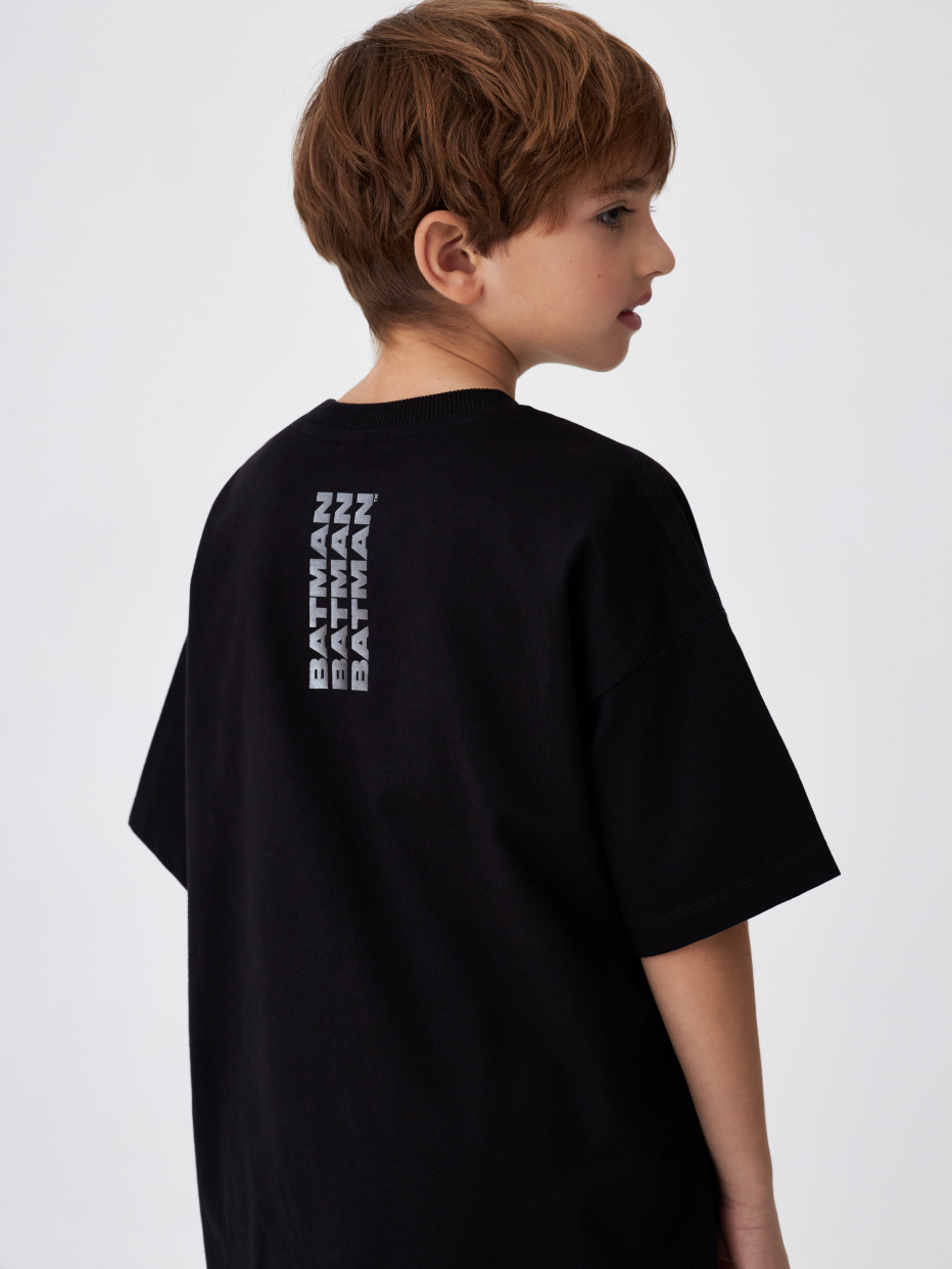 Черная футболка с принтом Batman для мальчиков, фото - 6