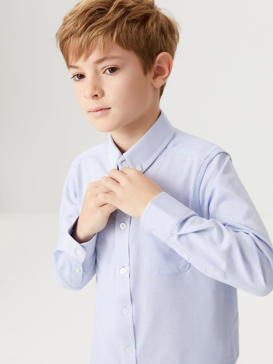 Школьная рубашка из фактурной ткани для мальчиков, фото - 7