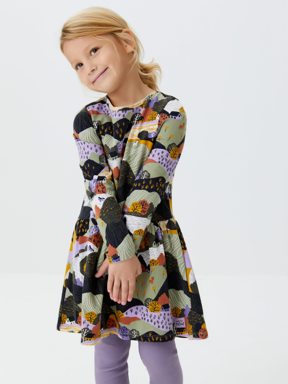 Трикотажное платье с принтом для девочек, фото - 5