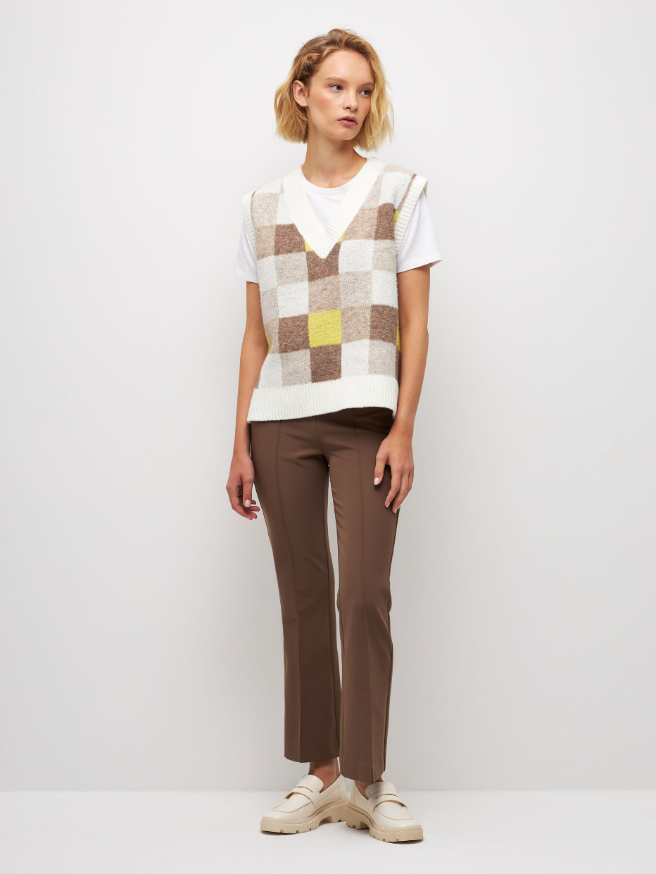 Укороченные брюки со стрелками цвет: коричневый, артикул: 2809011543 –купить в интернет-магазине sela