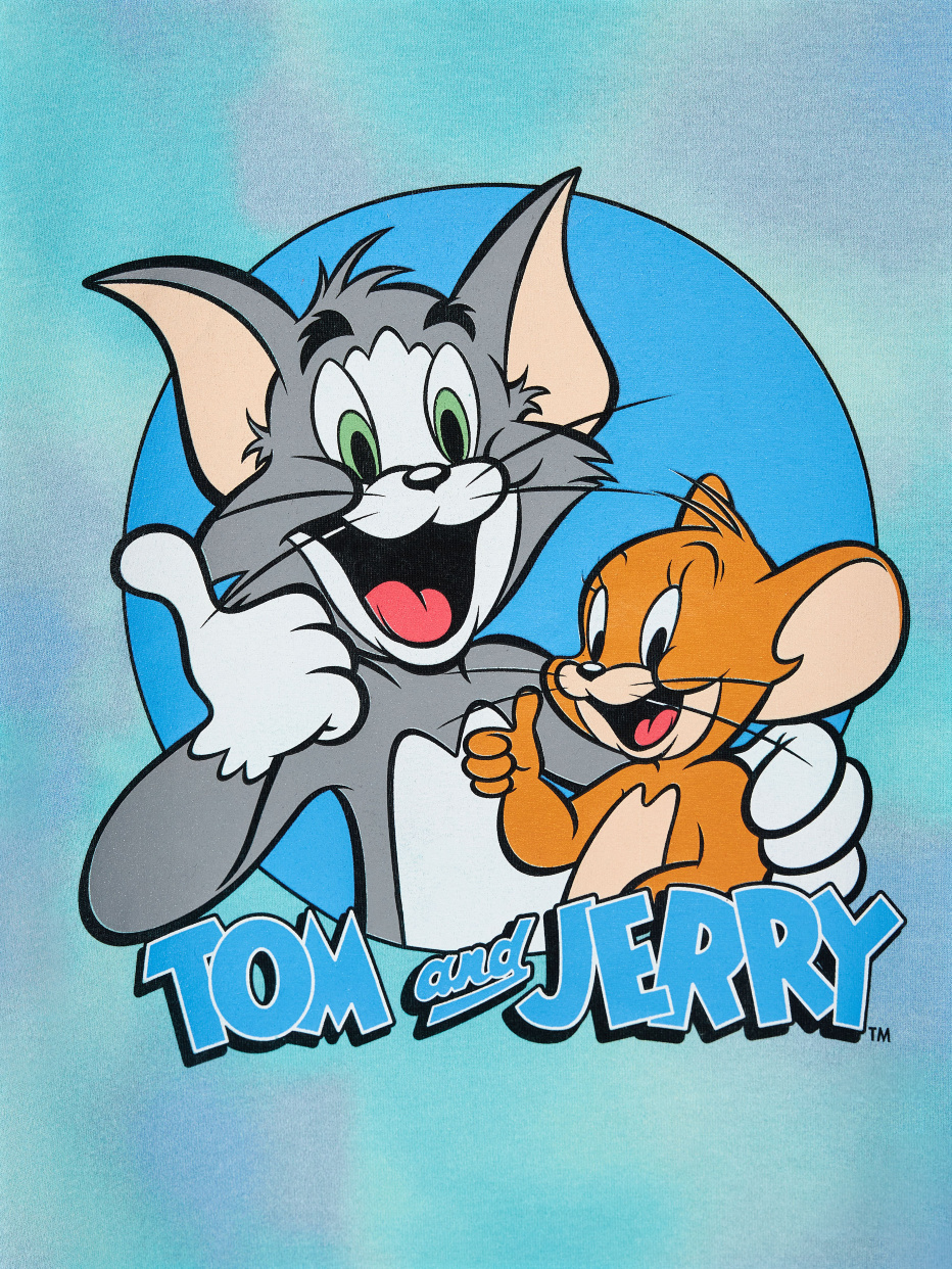 Футболка тай-дай с принтом  Tom and Jerry для девочек, фото - 3
