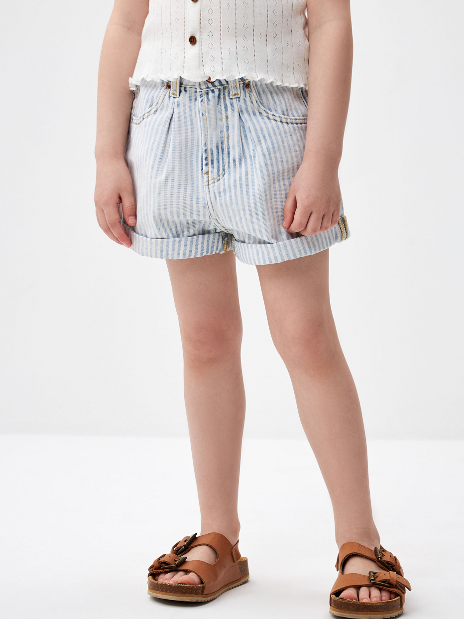 Джинсовые шорты в полоску для девочек, фото - 3