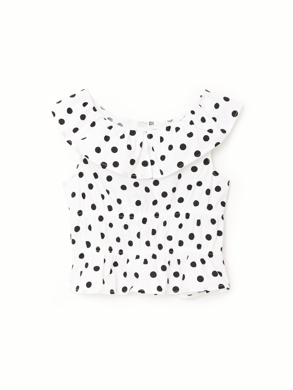 Хлопковая блузка со сборками для девочек, фото - 2