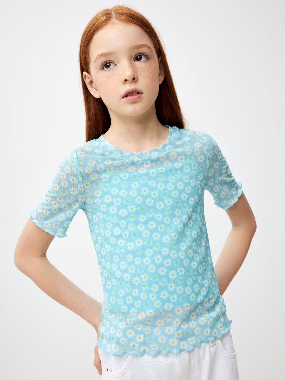 Укороченная футболка из сетки для девочек, фото - 1