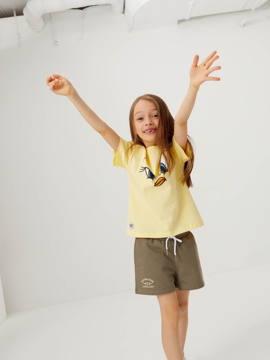 Трикотажные шорты с принтом для девочек, фото - 5