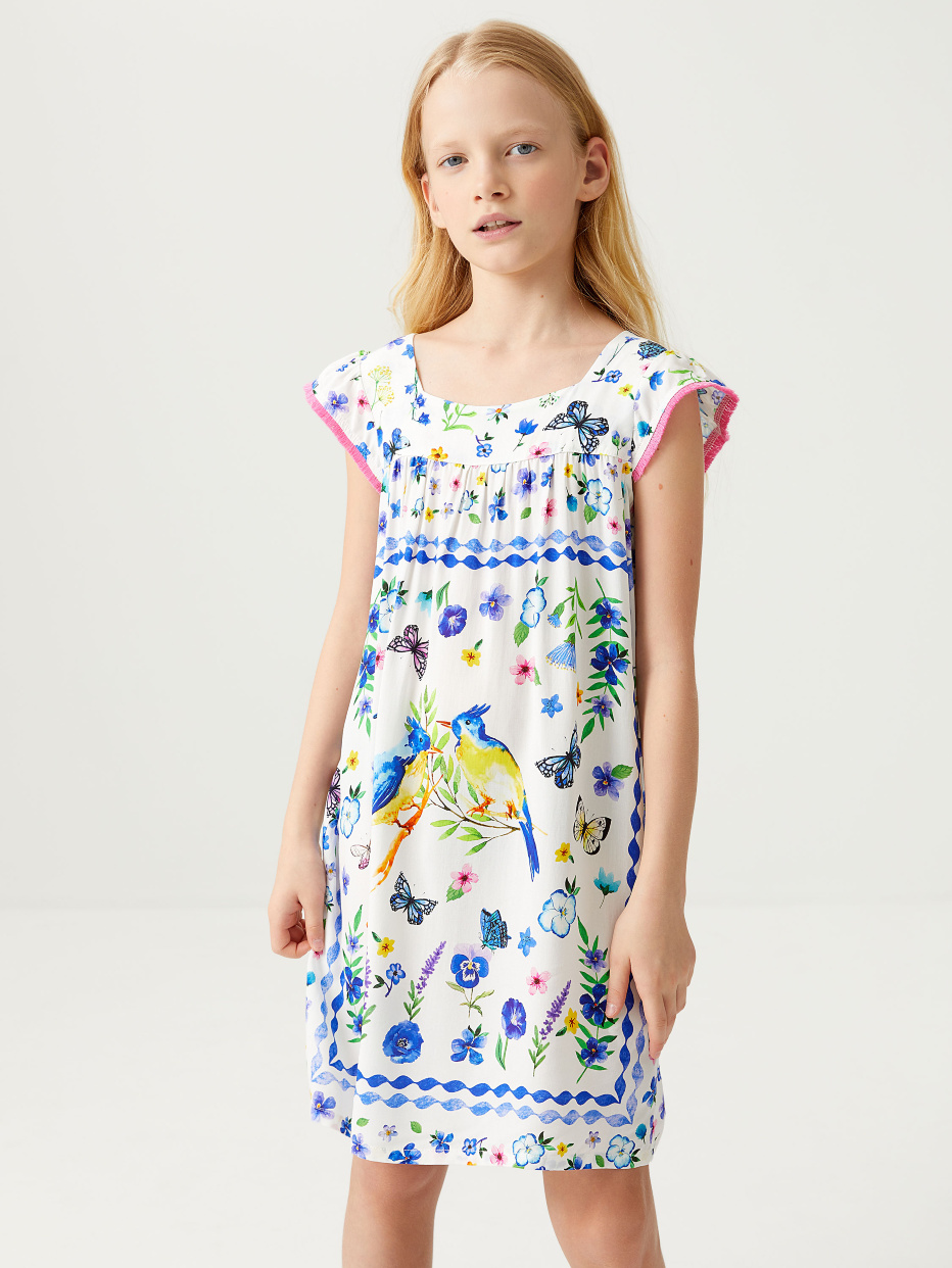 Вискозное платье с принтом для девочек, фото - 5