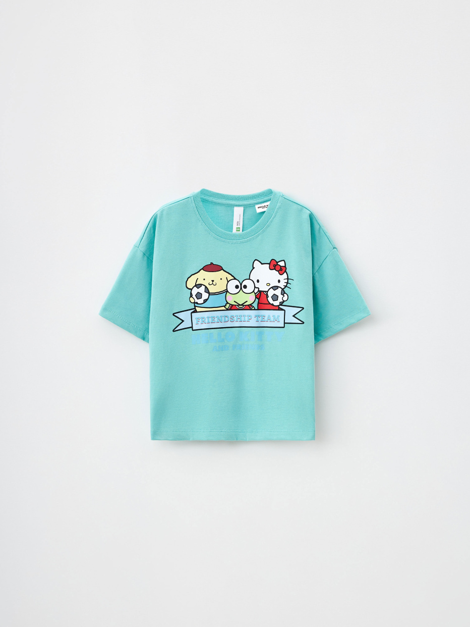 Укороченная футболка с принтом Hello Kitty для девочек, фото - 1
