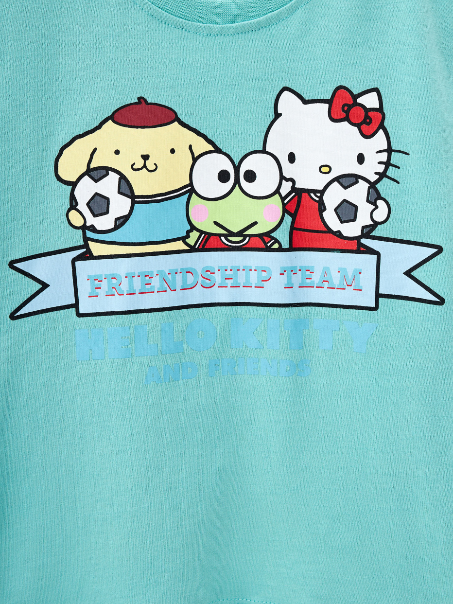 Укороченная футболка с принтом Hello Kitty для девочек, фото - 2