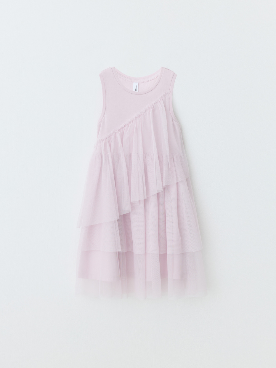 Комбинированное ярусное платье для девочек, фото - 5