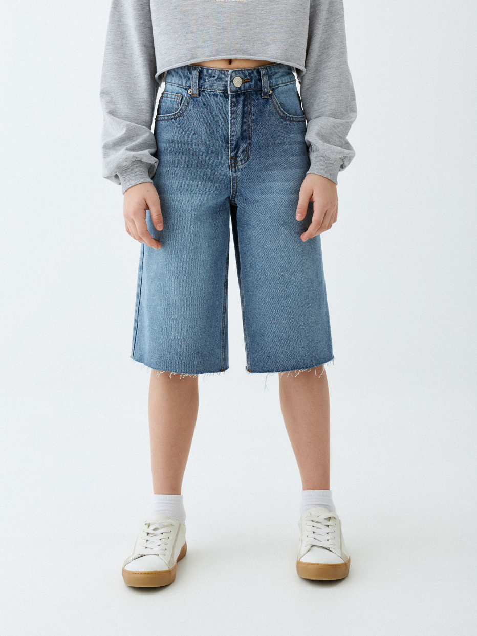 Джинсовые удлиненные шорты для девочек, фото - 5