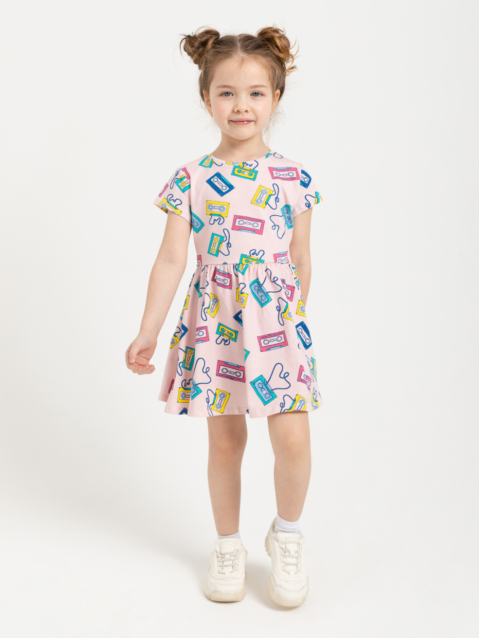 трикотажное платье с принтом для девочек, фото - 4