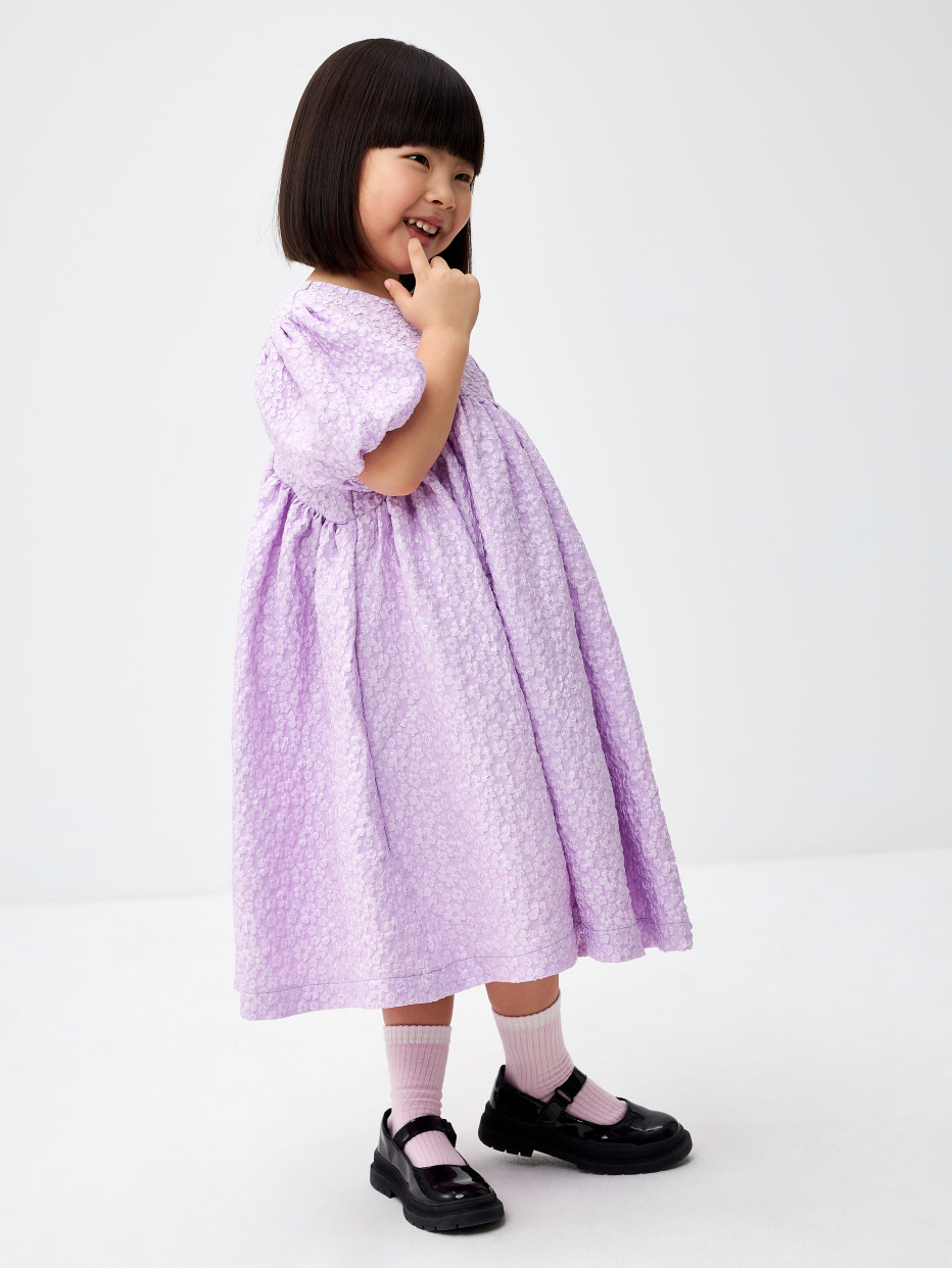 Жаккардовое платье с пышными рукавами для девочек, фото - 3