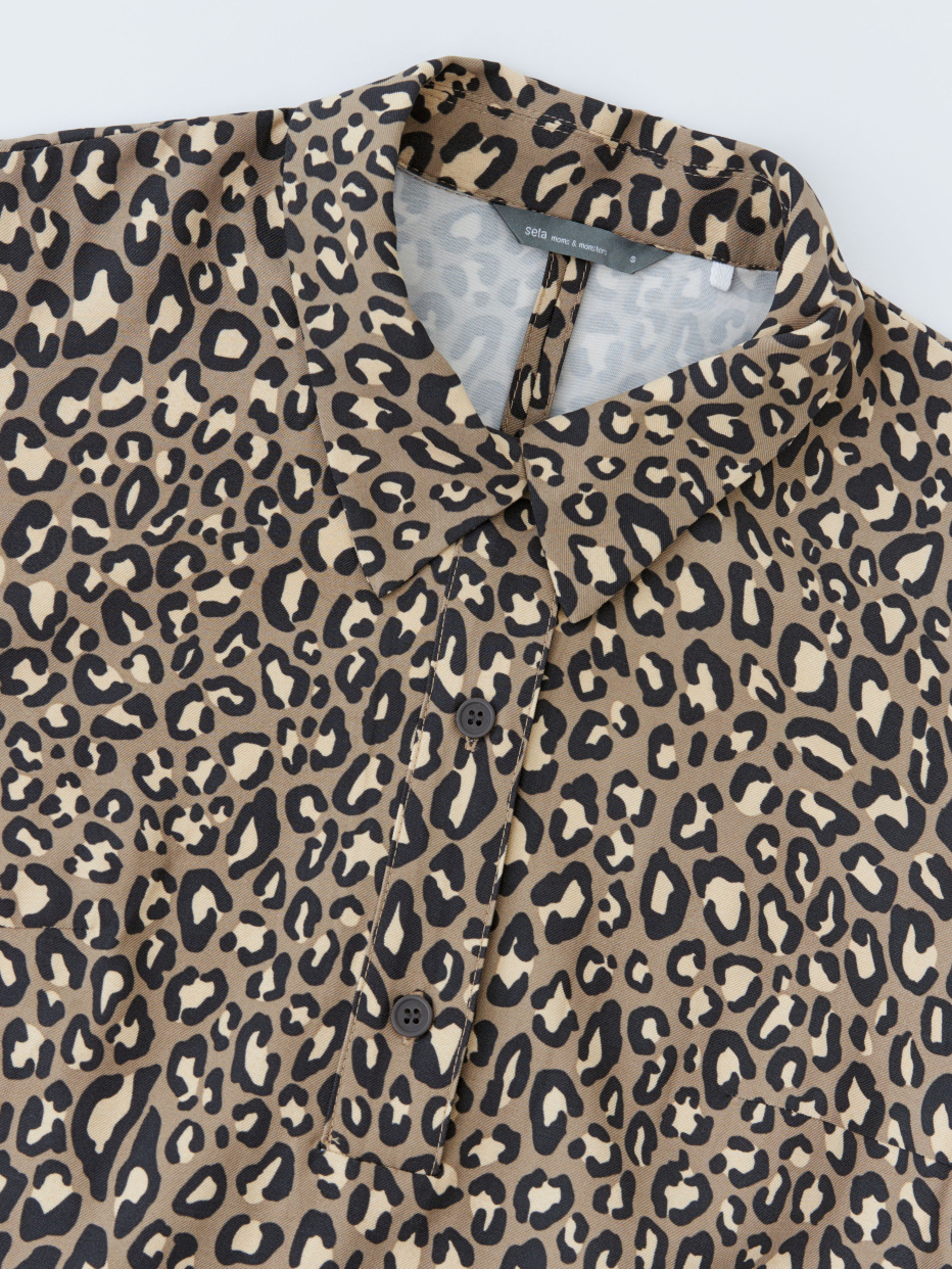 Леопардовое платье миди с воротником, фото - 7