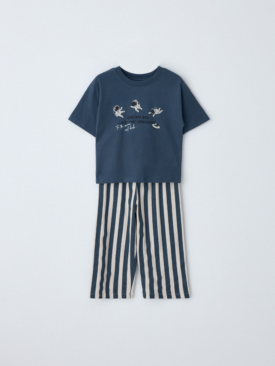 Пижама с брюками в полоску для мальчиков, фото - 1
