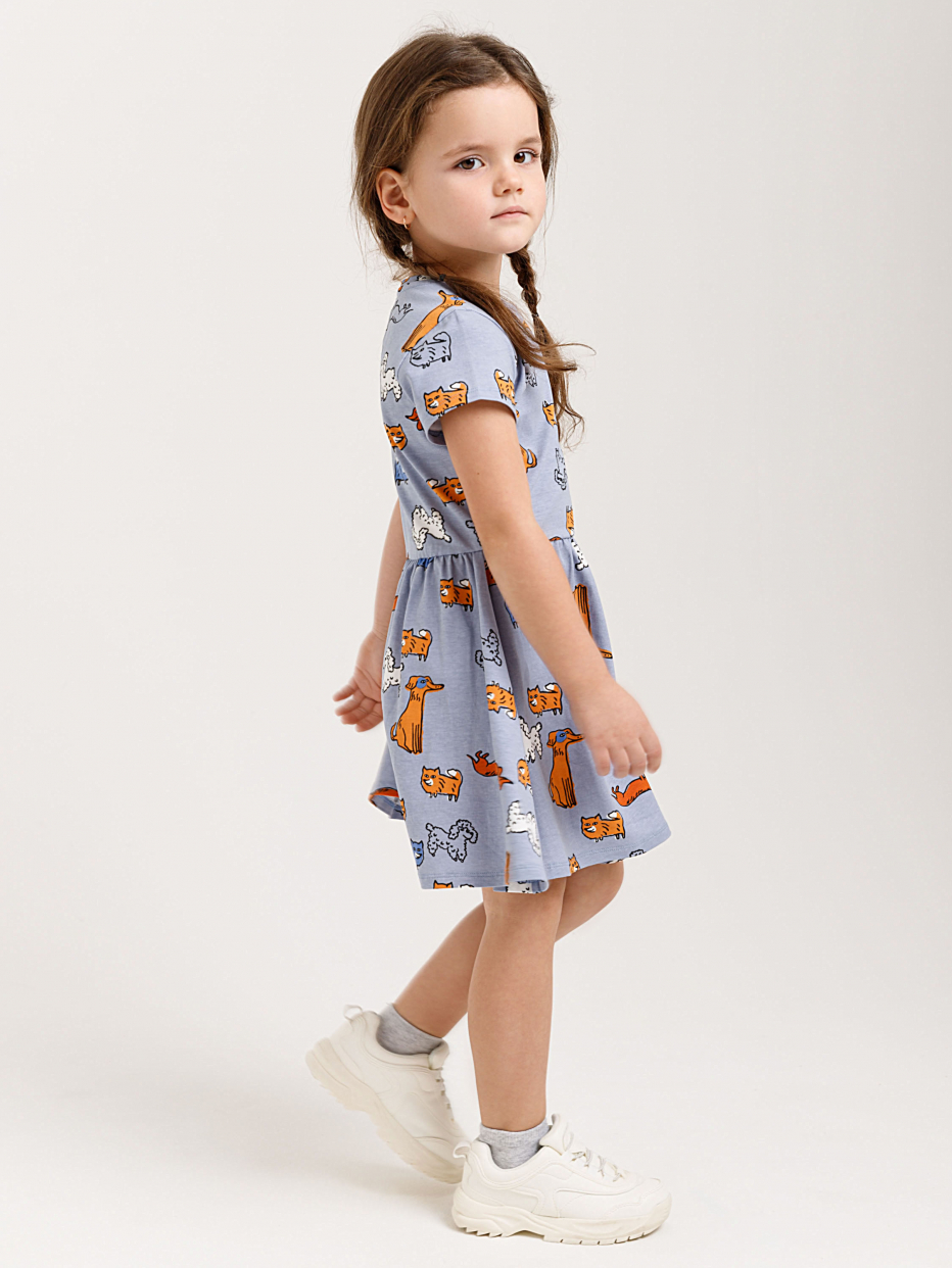 трикотажное платье с принтом для девочек, фото - 1