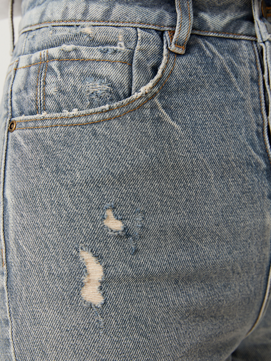 Прямые джинсы с потертостями, фото - 3