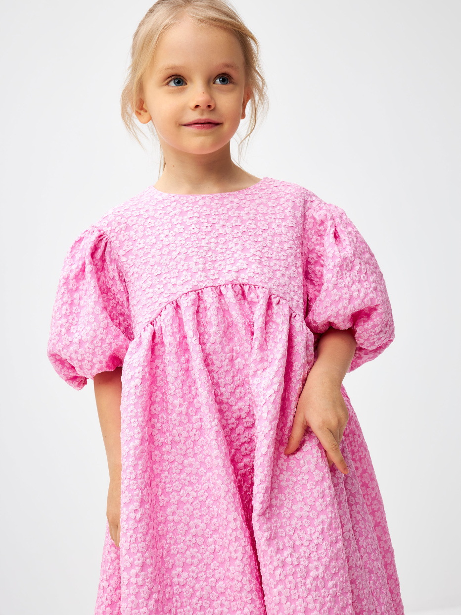 Жаккардовое платье с пышными рукавами для девочек, фото - 4