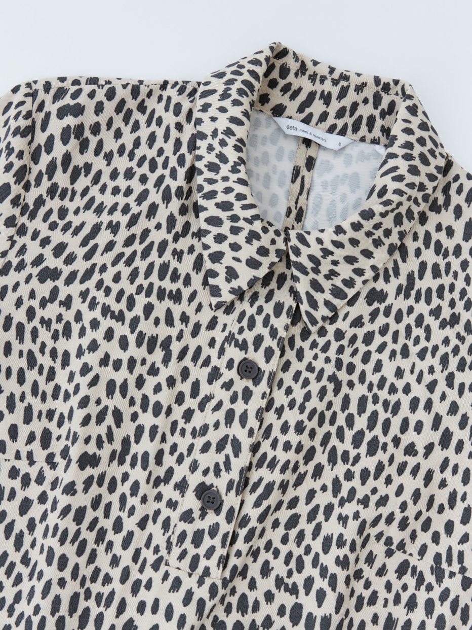 Леопардовое платье миди с воротником, фото - 17