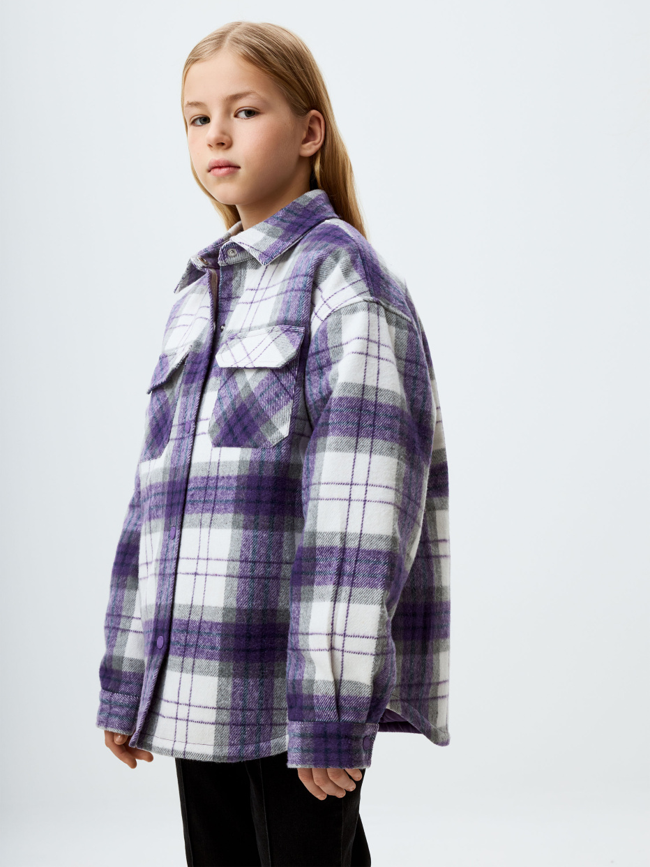 Куртка-рубашка в клетку для девочек, фото - 1