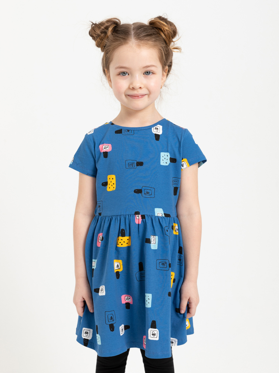 трикотажное платье с принтом для девочек, фото - 2