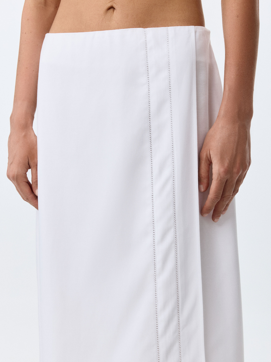 Белая юбка на запах из лиоцелла и льна премиум качества, фото - 2
