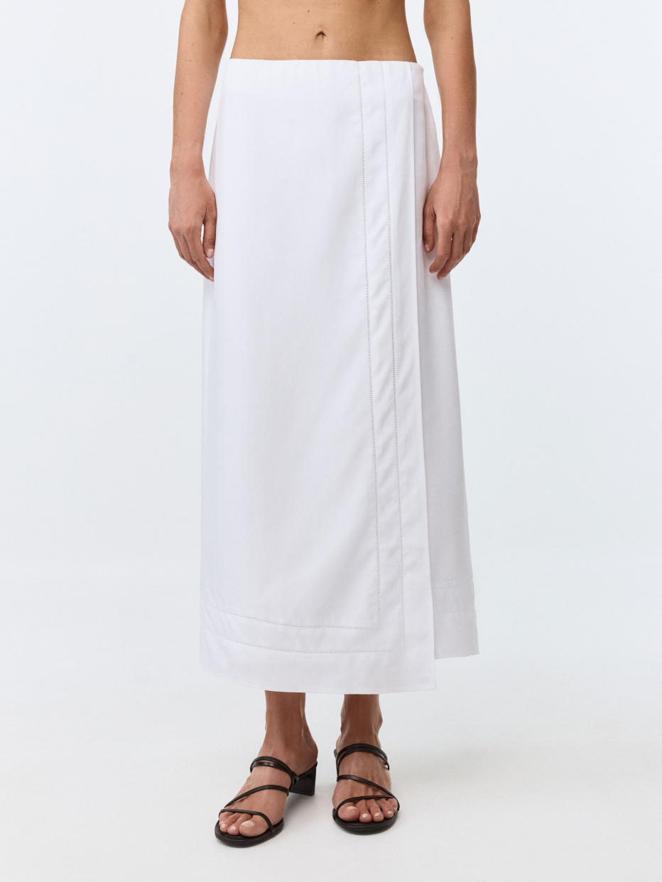 Белая юбка на запах из лиоцелла и льна премиум качества, фото - 3