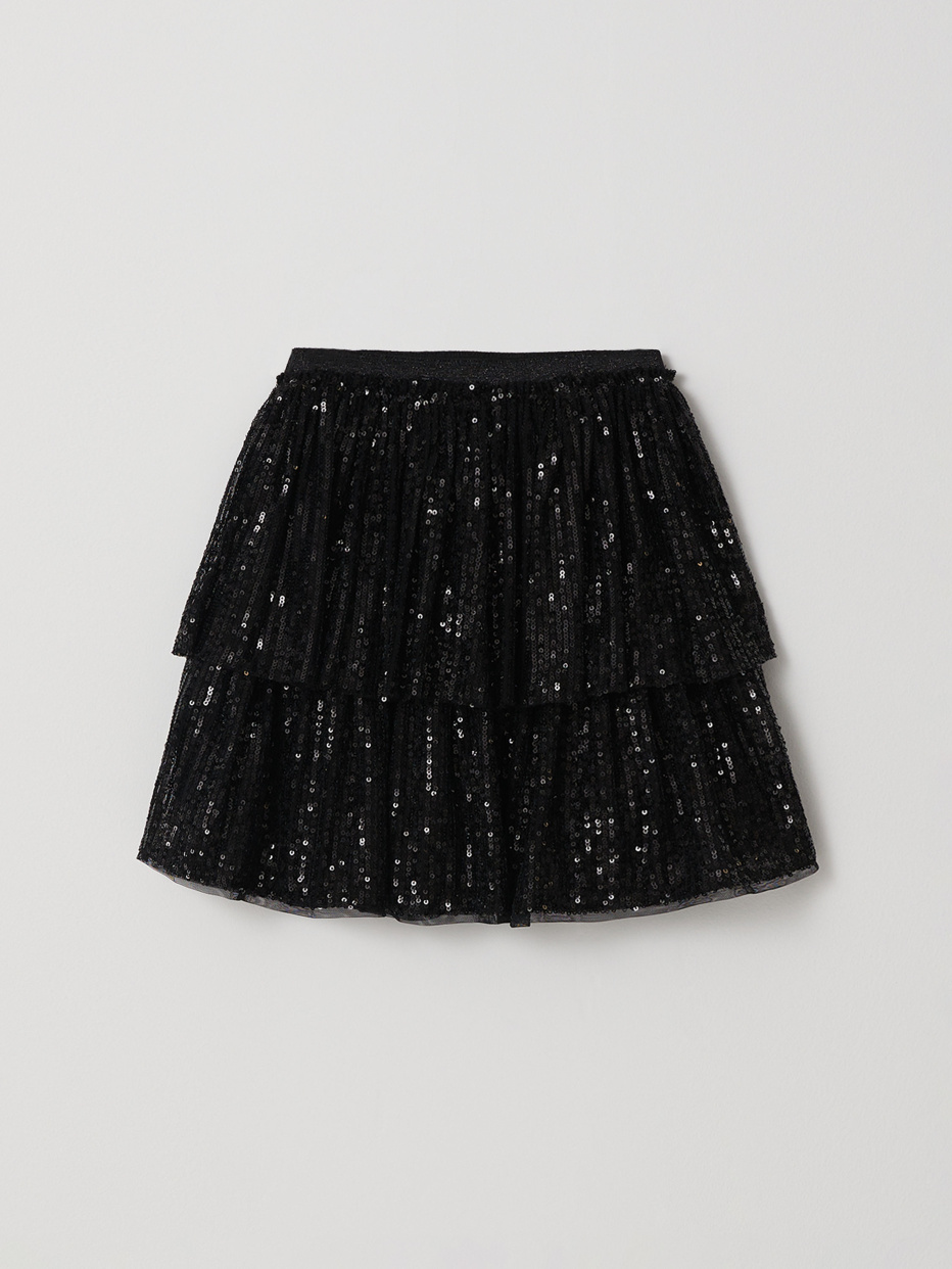 Ярусная юбка с пайетками для девочек, фото - 4